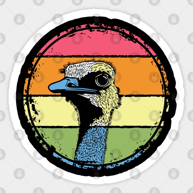 Retro Ostrich Headshot – Quirky Bird Portrait in Vintage Style Sticker by TuncGK